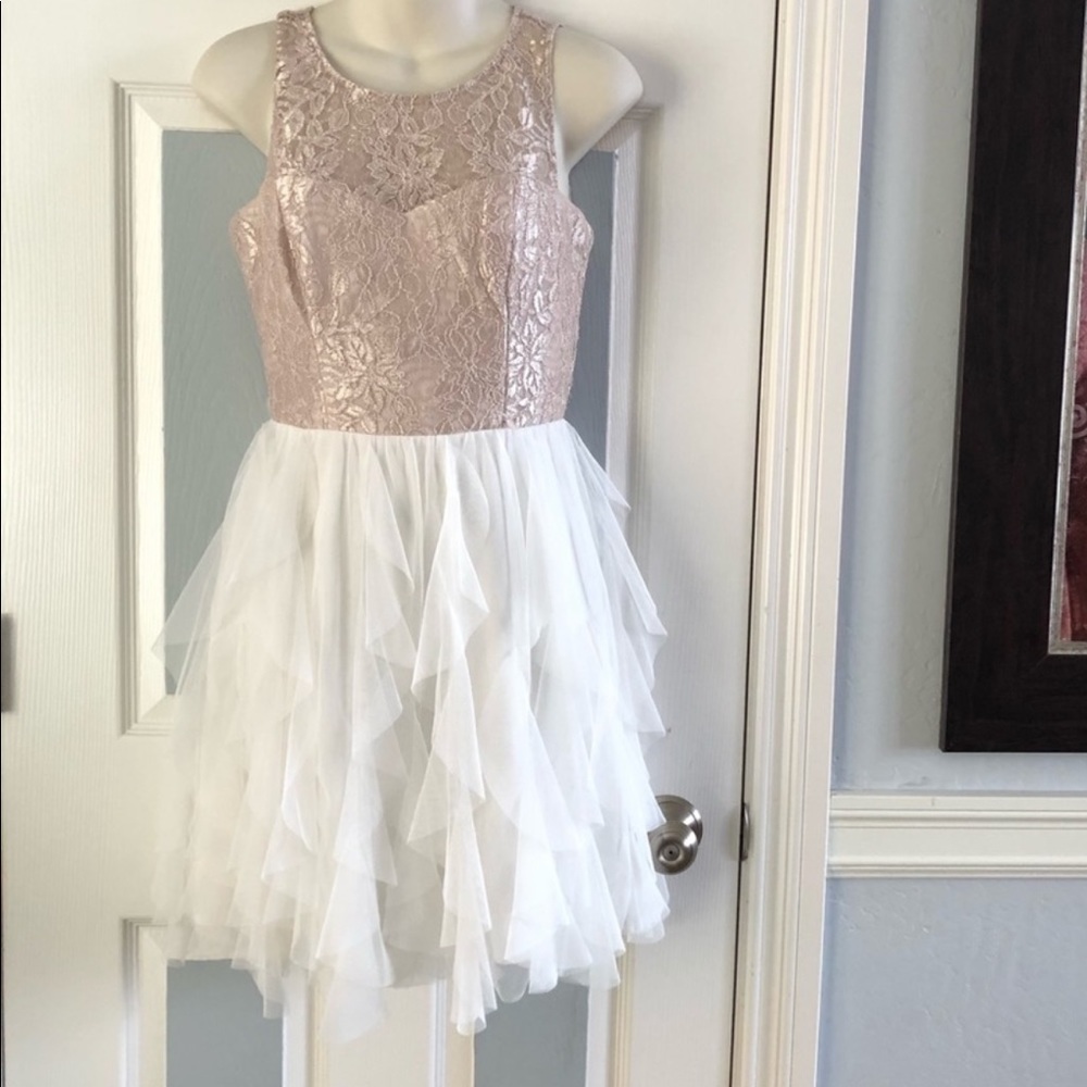 White & Gold Lace dress by Teeze Me
